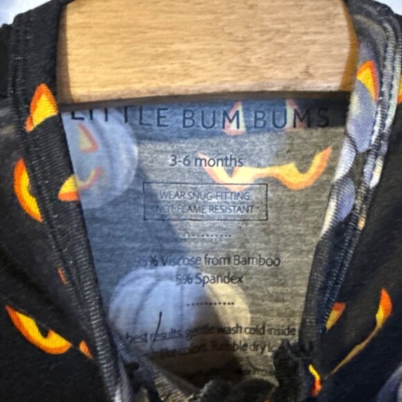 Little Bum Bums Bamboo Black Pumpkin Halloween Baby Footed Pajamas 3-6M Zippy - Picture 3 of 5